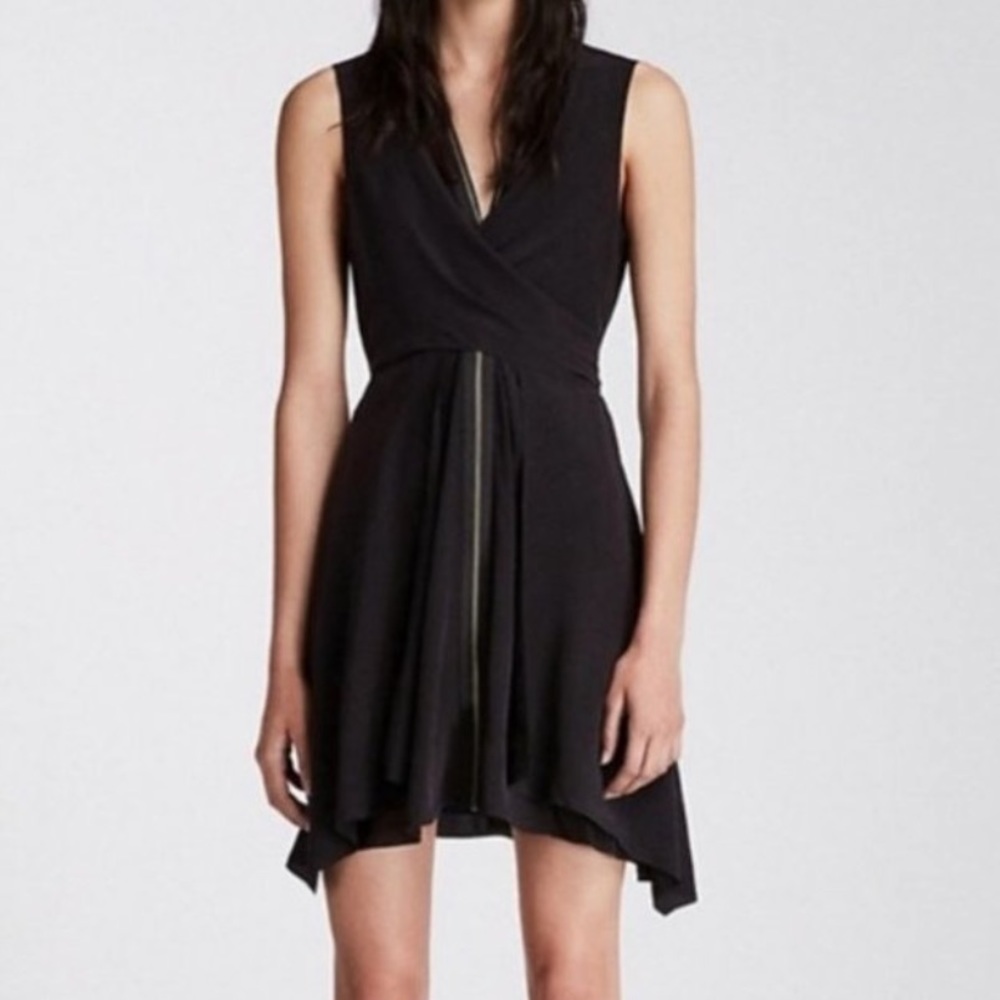 ALLSAINTS Silk Jayda Zipper Dress Small